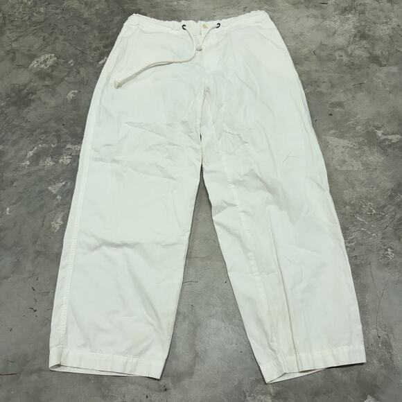 Vintage Polo Ralph Lauren Drawstring Belt White Cotton Pant Large Boat Loose 34 - Picture 1 of 10